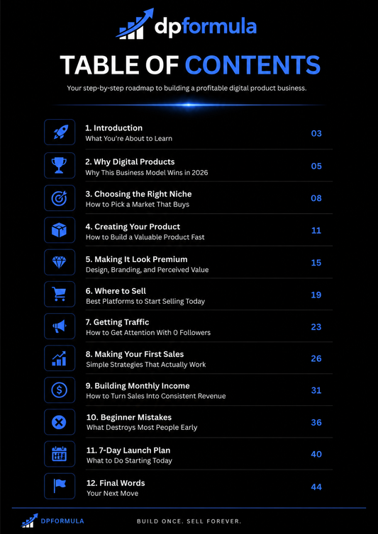 The Digital Product Formula:
How to Make Your First Sales and Build Monthly Income With Digital Products